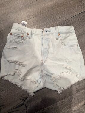 Levi's Light Blue Distressed Denim Shorts